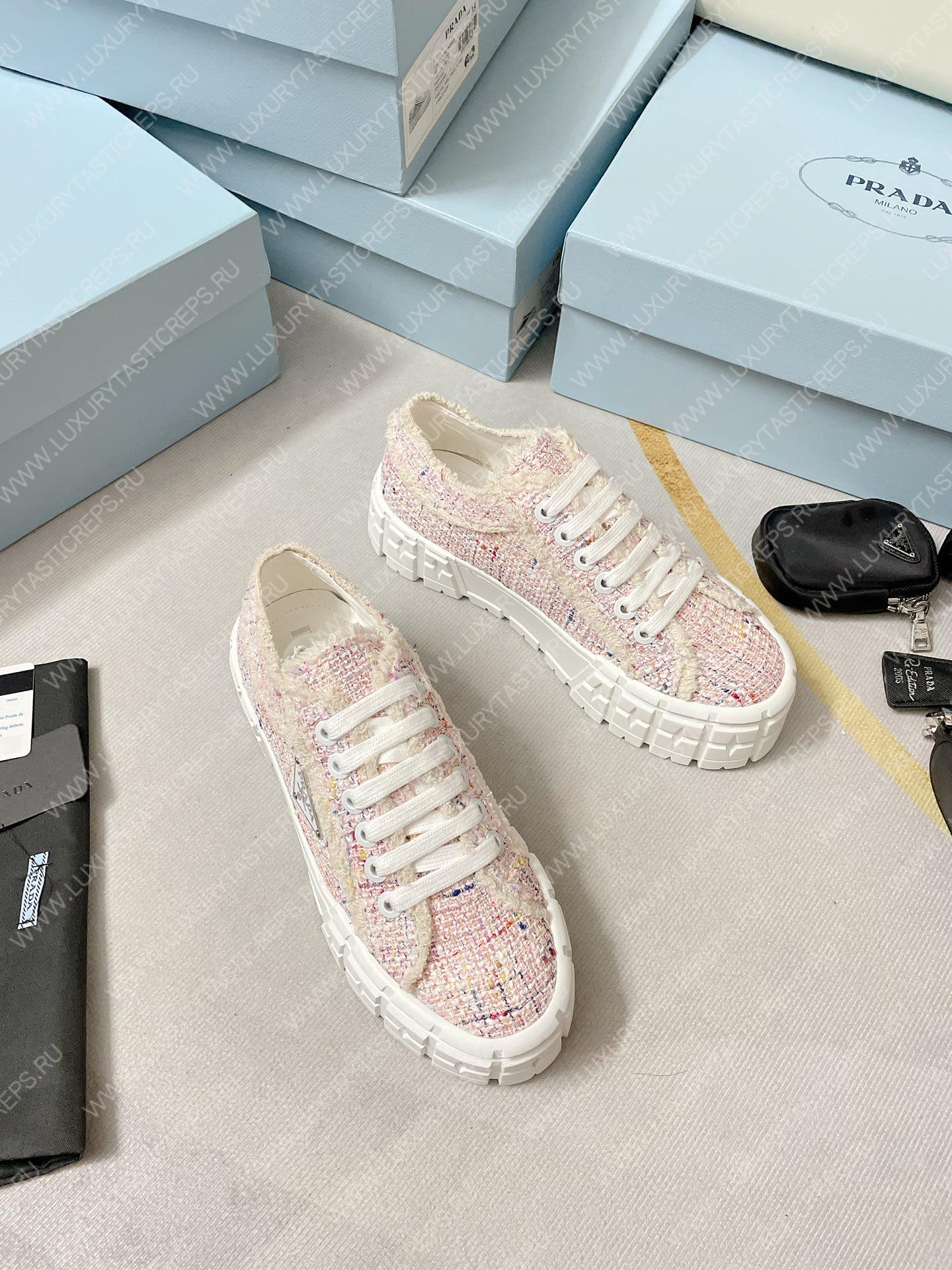 Pra*a double wheel nylon gabardine sneakers tweed pink 1e260m
