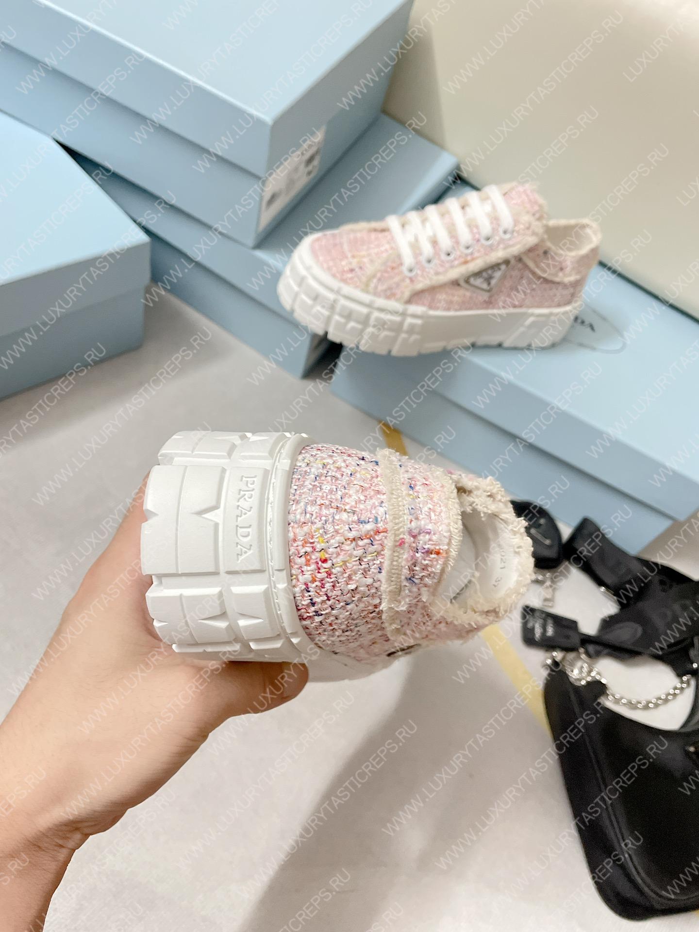 Pra*a double wheel nylon gabardine sneakers tweed pink 1e260m