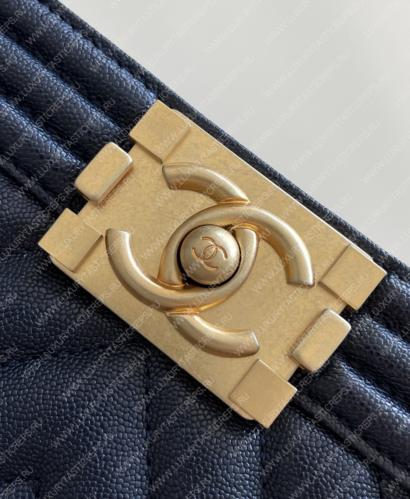 Ch*el boy handbag navy blue a67086