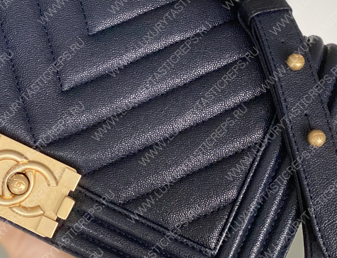 Ch*el boy handbag navy blue a67086