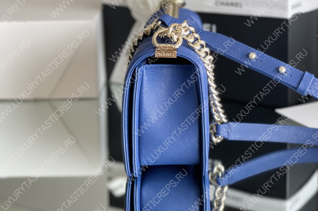 Ch*el boy handbag blue a67086