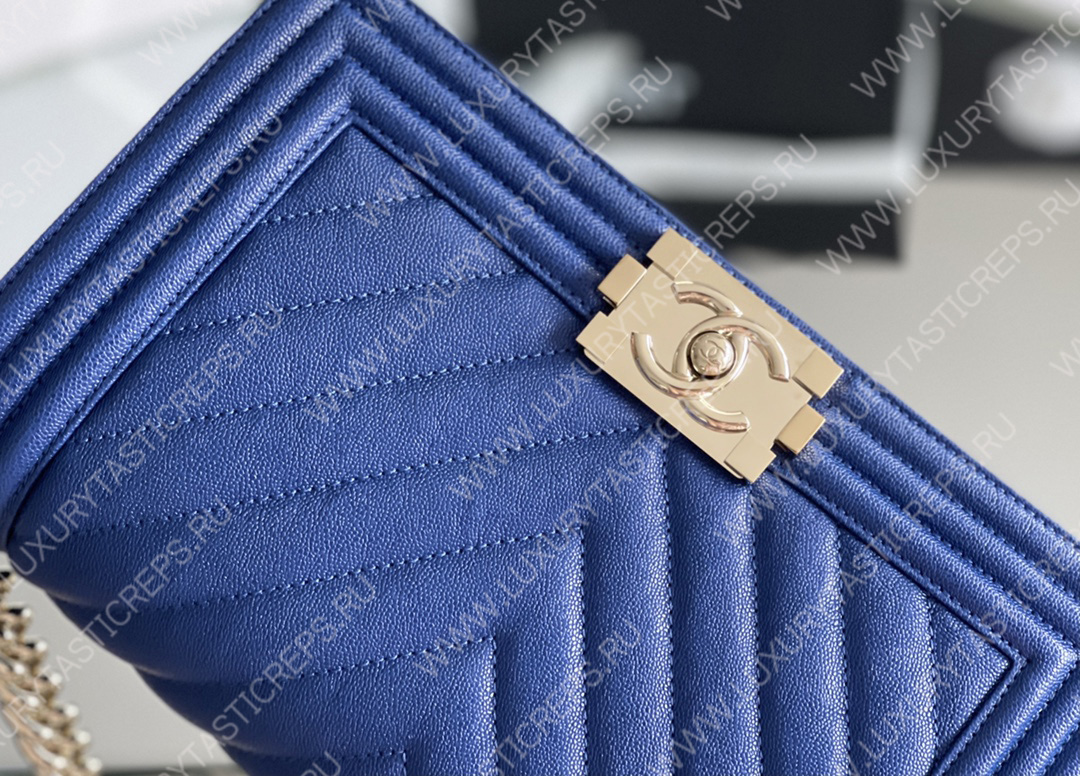 Ch*el boy handbag blue a67086