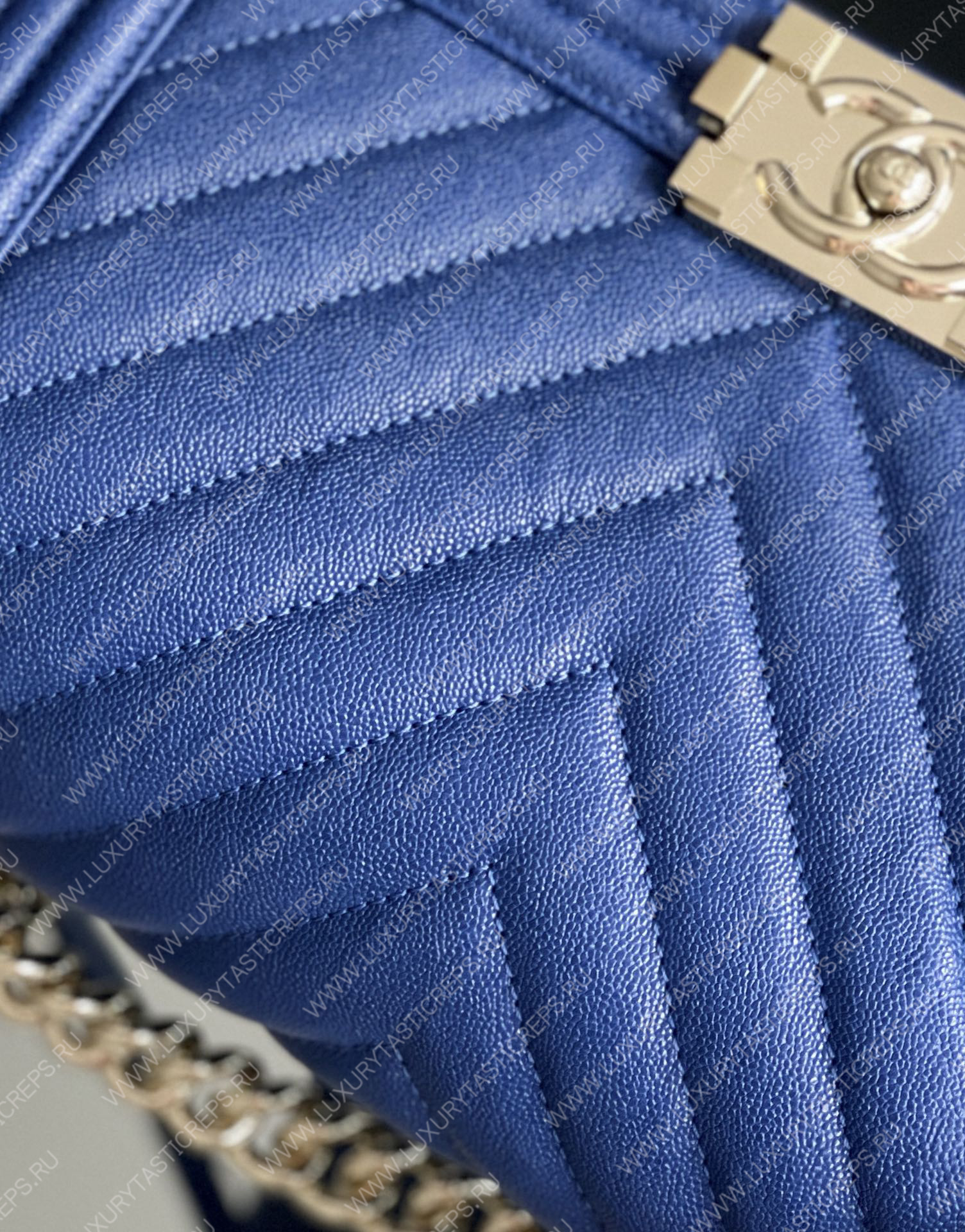 Ch*el boy handbag blue a67086