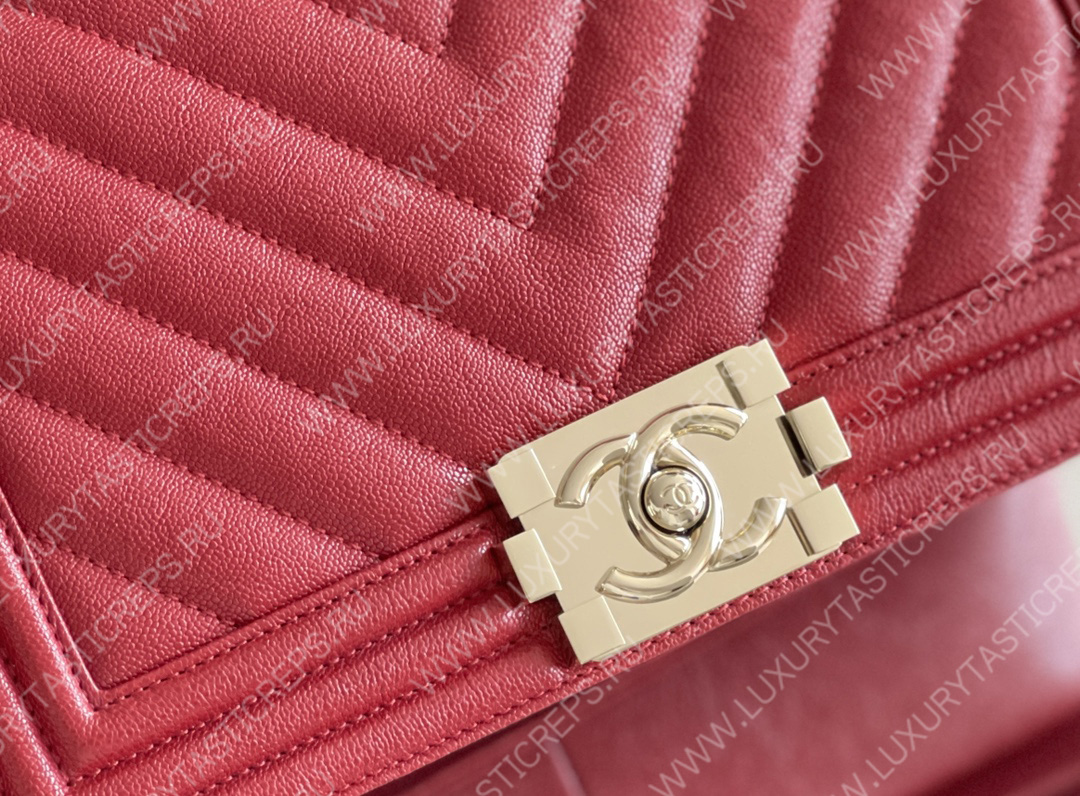 Ch*el boy handbag red a67086