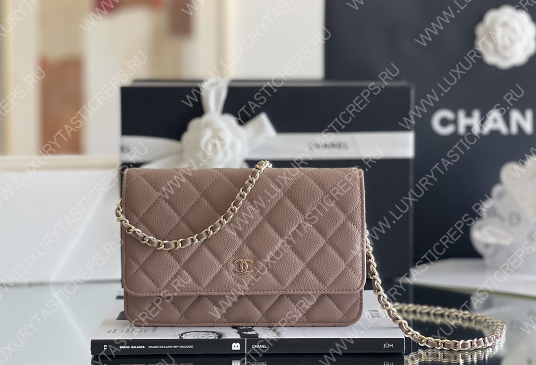 Ch*el classic wallet on chain dark nude ap0250