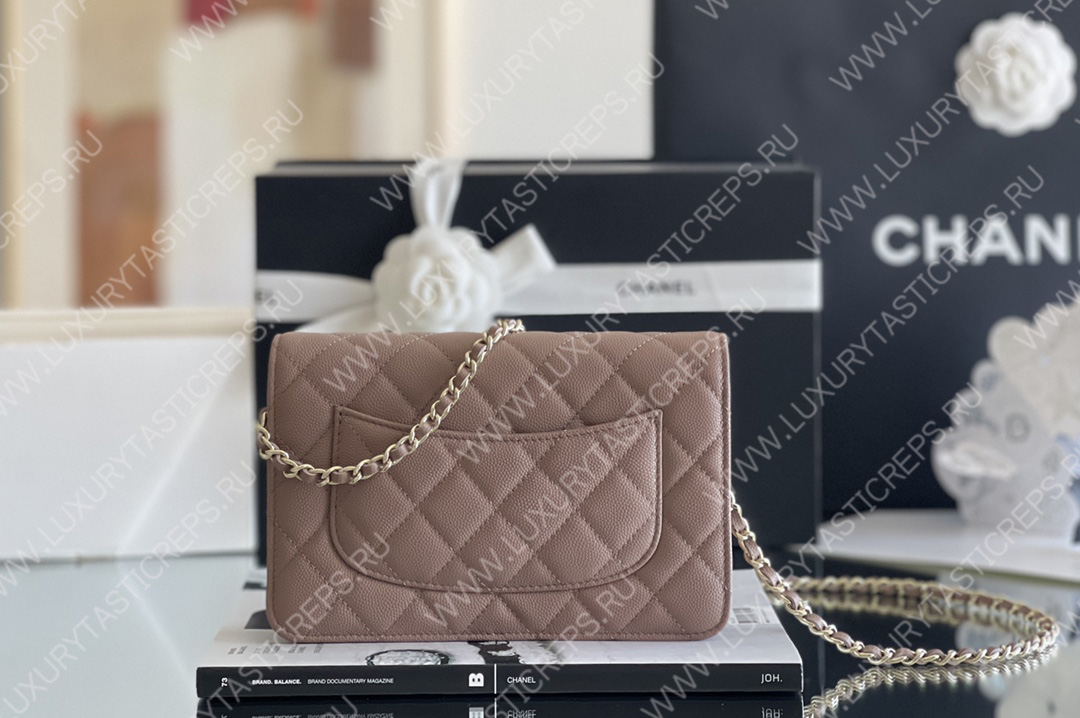 Ch*el classic wallet on chain dark nude ap0250