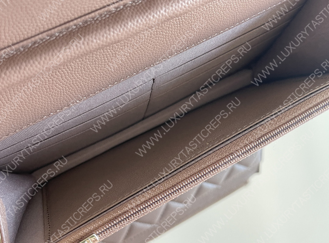 Ch*el classic wallet on chain dark nude ap0250