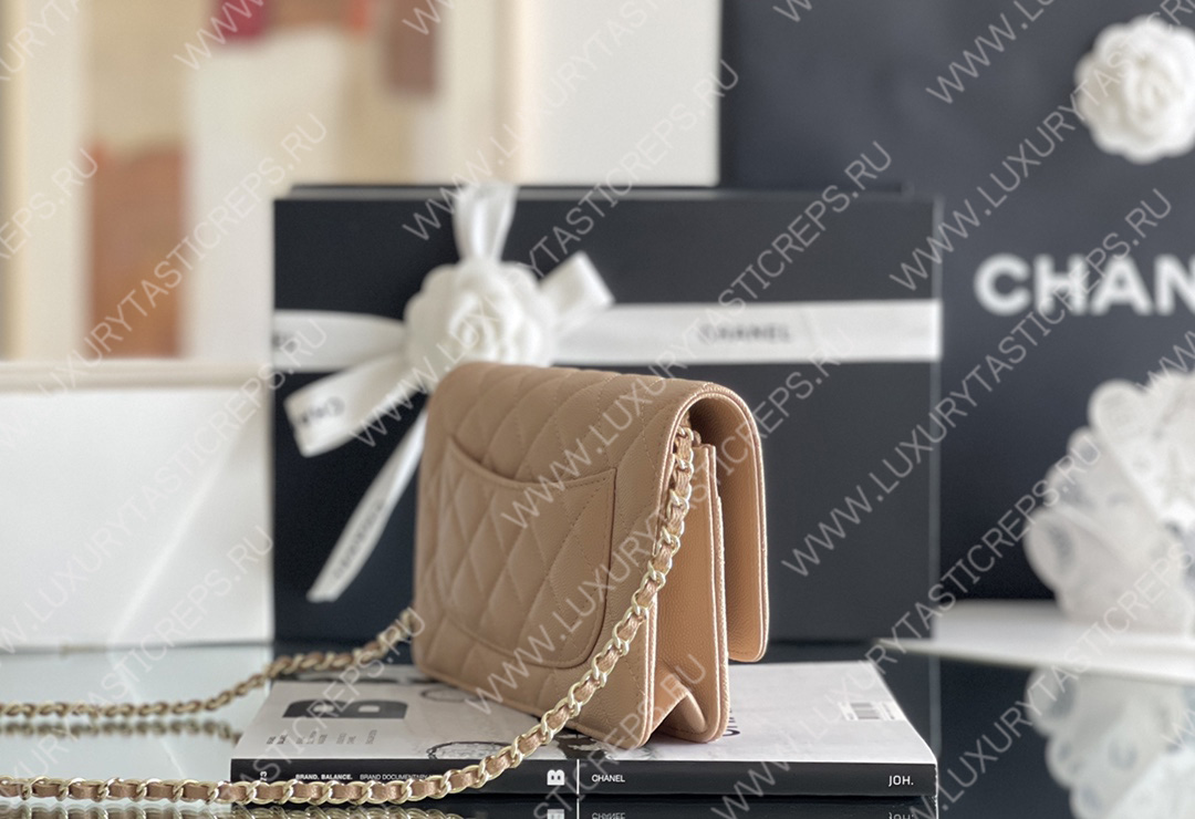 Ch*el classic wallet on chain beige ap0250