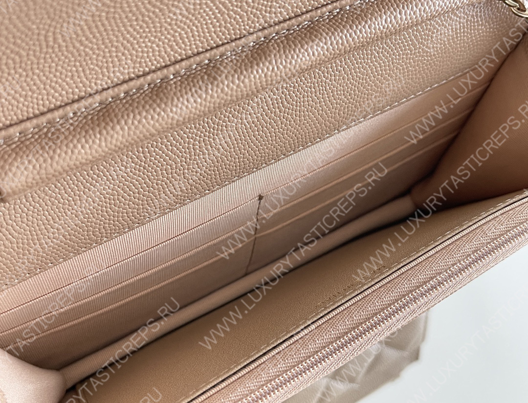 Ch*el classic wallet on chain beige ap0250