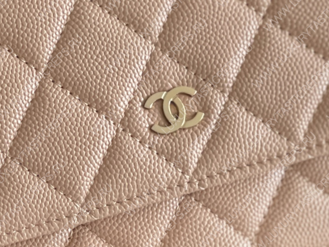 Ch*el classic wallet on chain beige ap0250