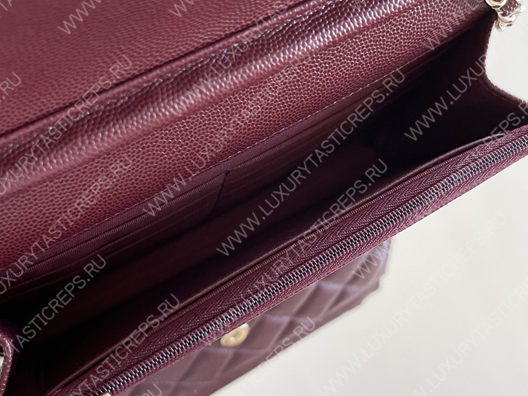 Ch*el classic wallet on chain burgundy ap0250