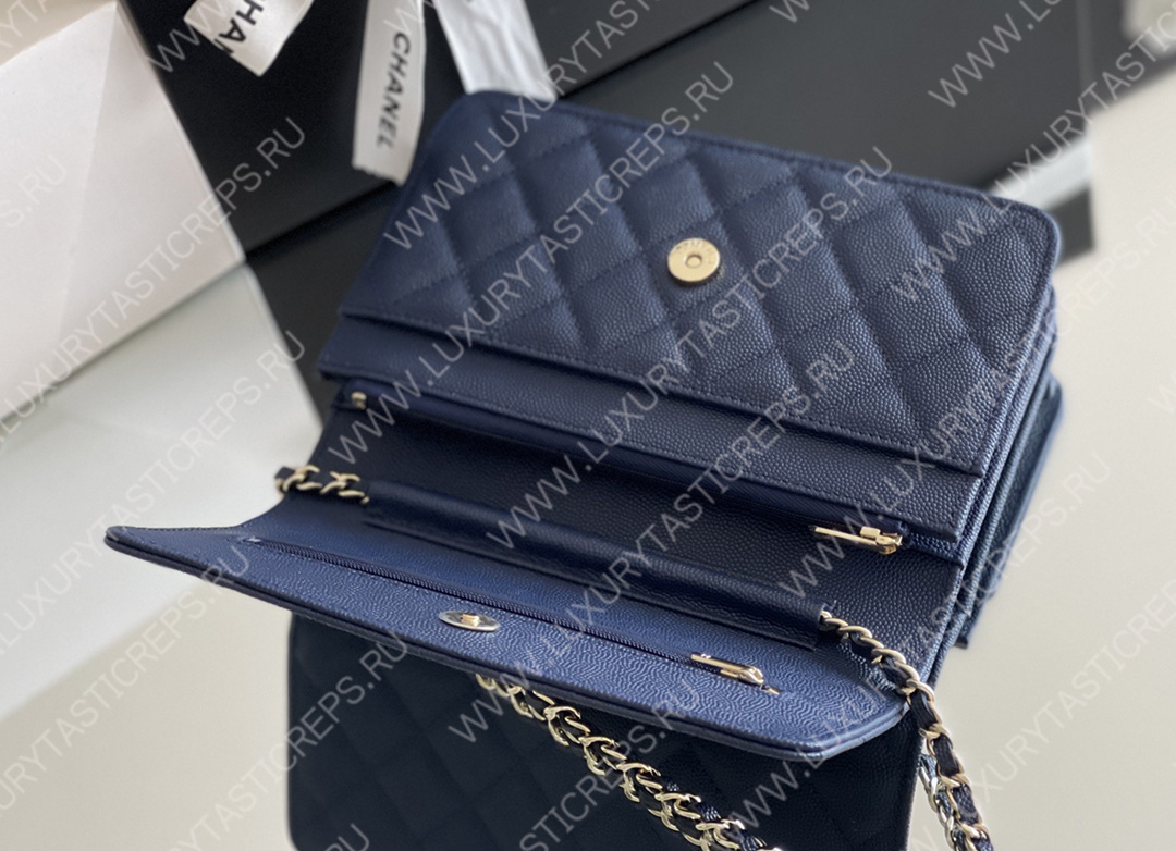 Ch*el mini flap bag navy blue a33814