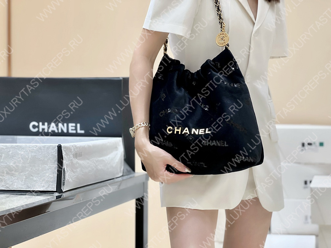 Ch*el 22 handbag black as3260