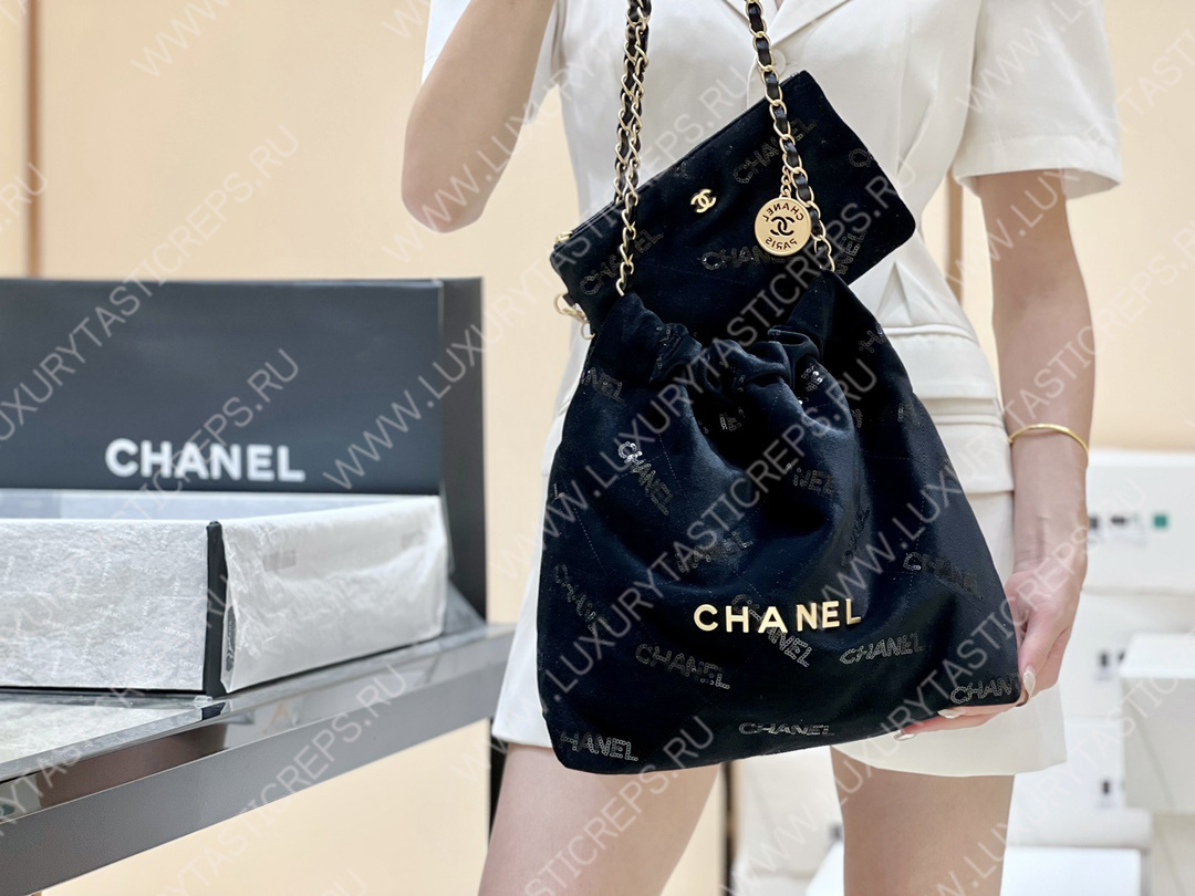 Ch*el 22 handbag black as3260