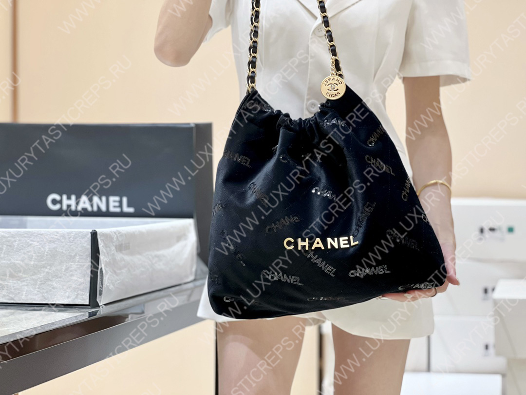 Ch*el 22 handbag black as3261