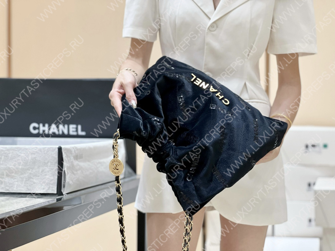 Ch*el 22 handbag black as3261
