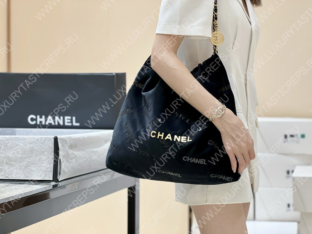 Ch*el 22 handbag black as3261