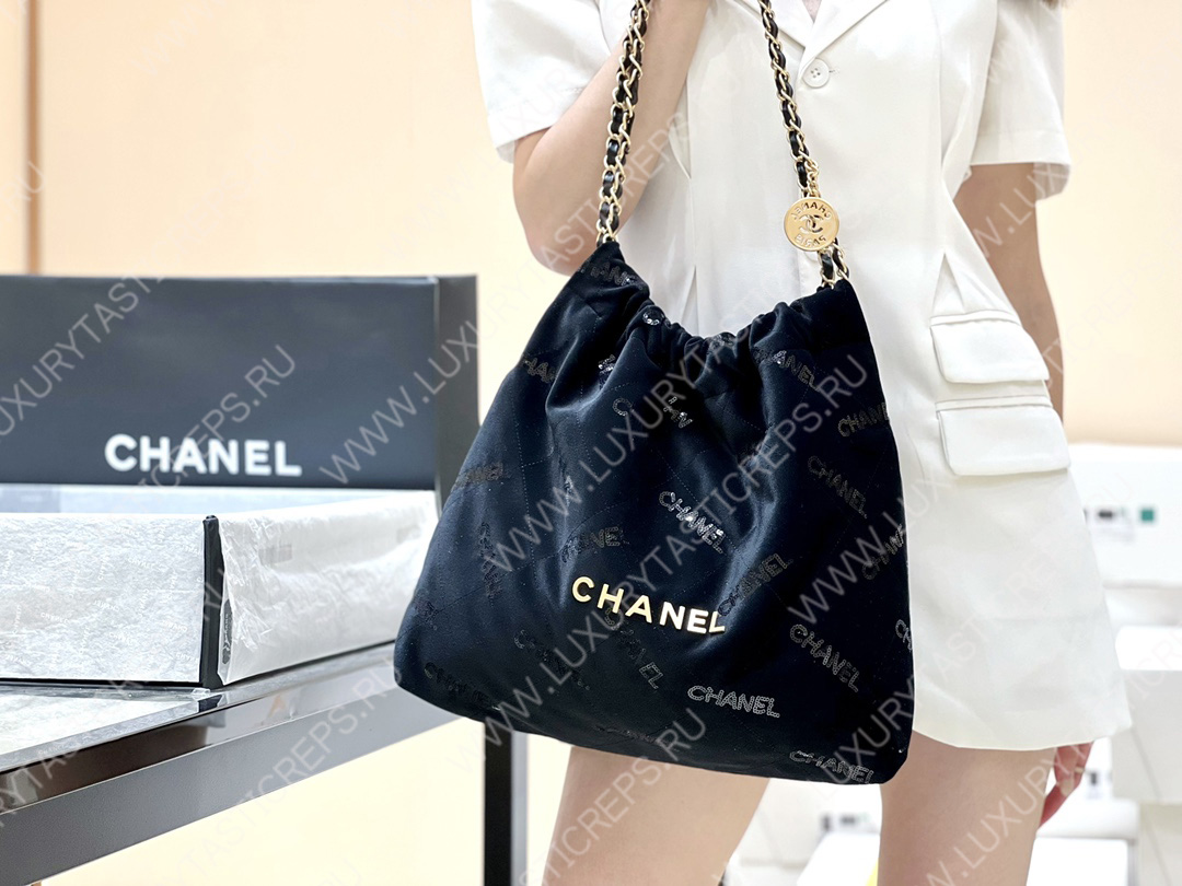 Ch*el 22 handbag black as3261