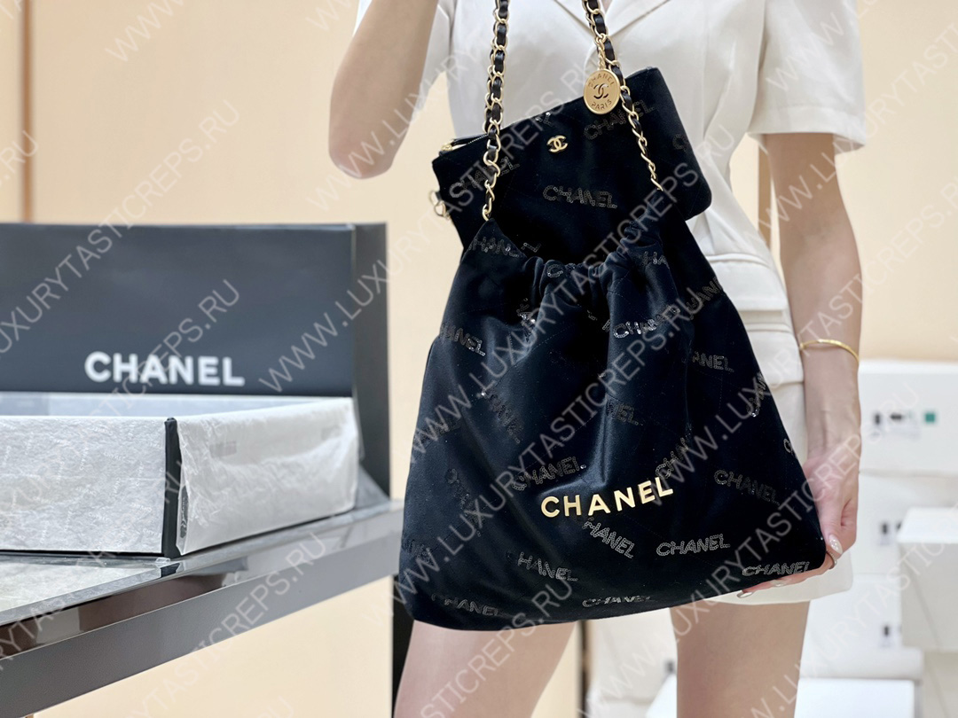 Ch*el 22 handbag black as3261