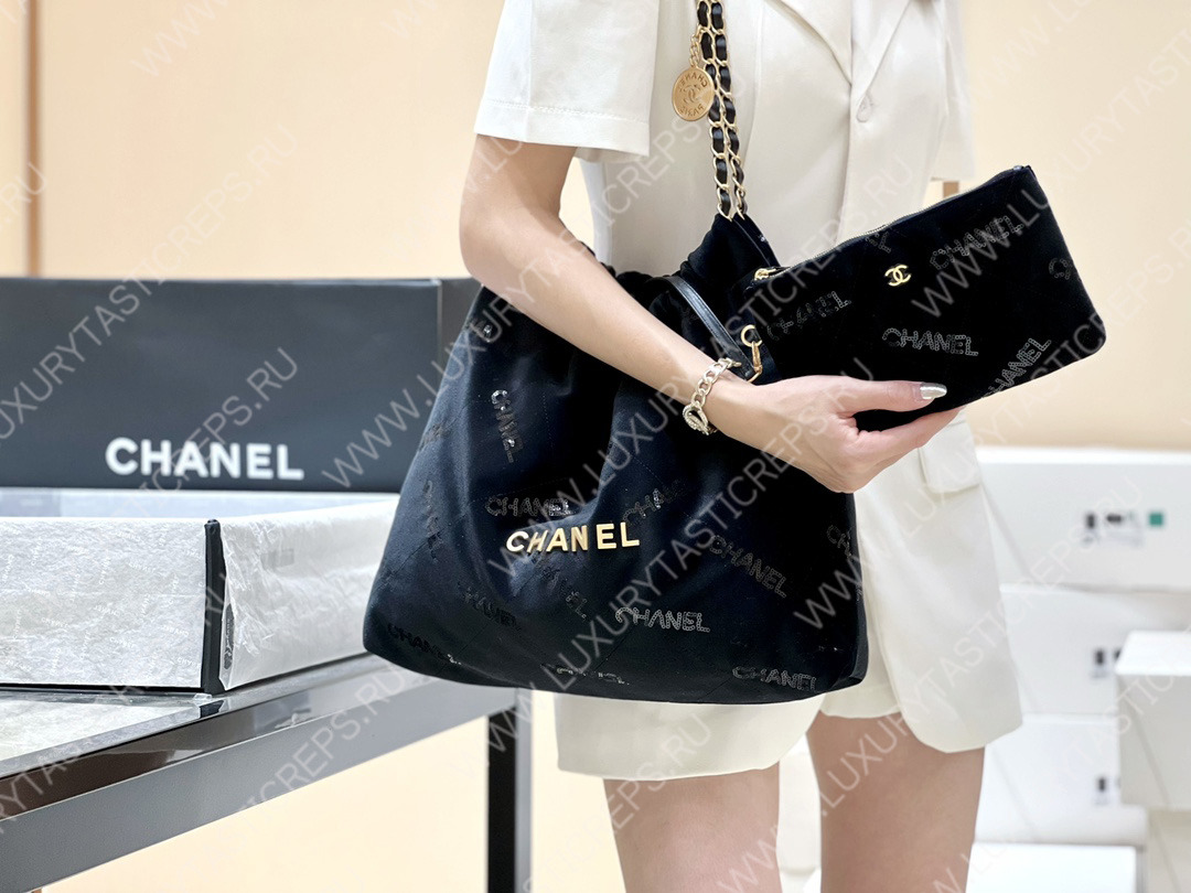 Ch*el 22 handbag black as3261