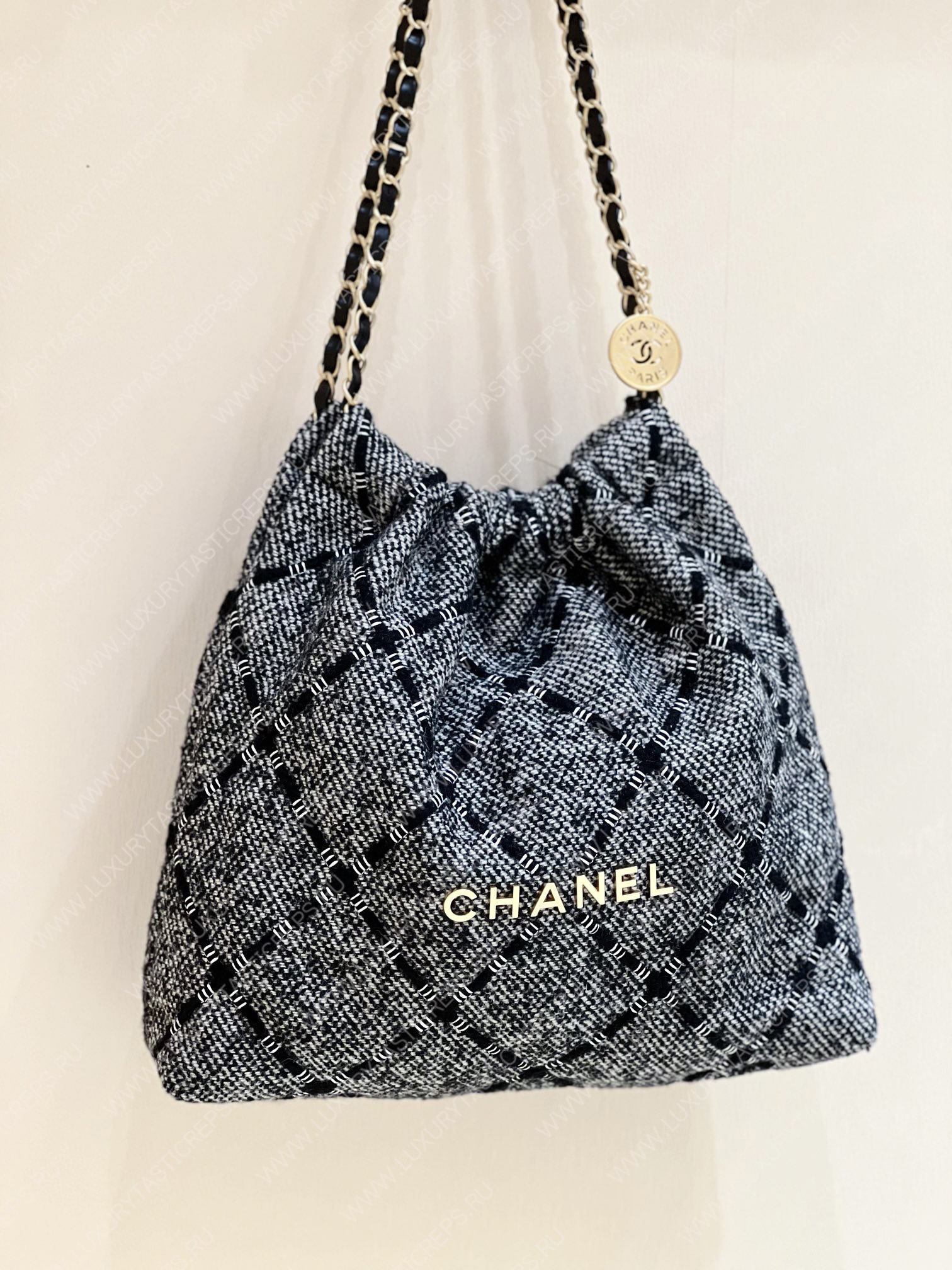 Ch*el 22 handbag grey as3261