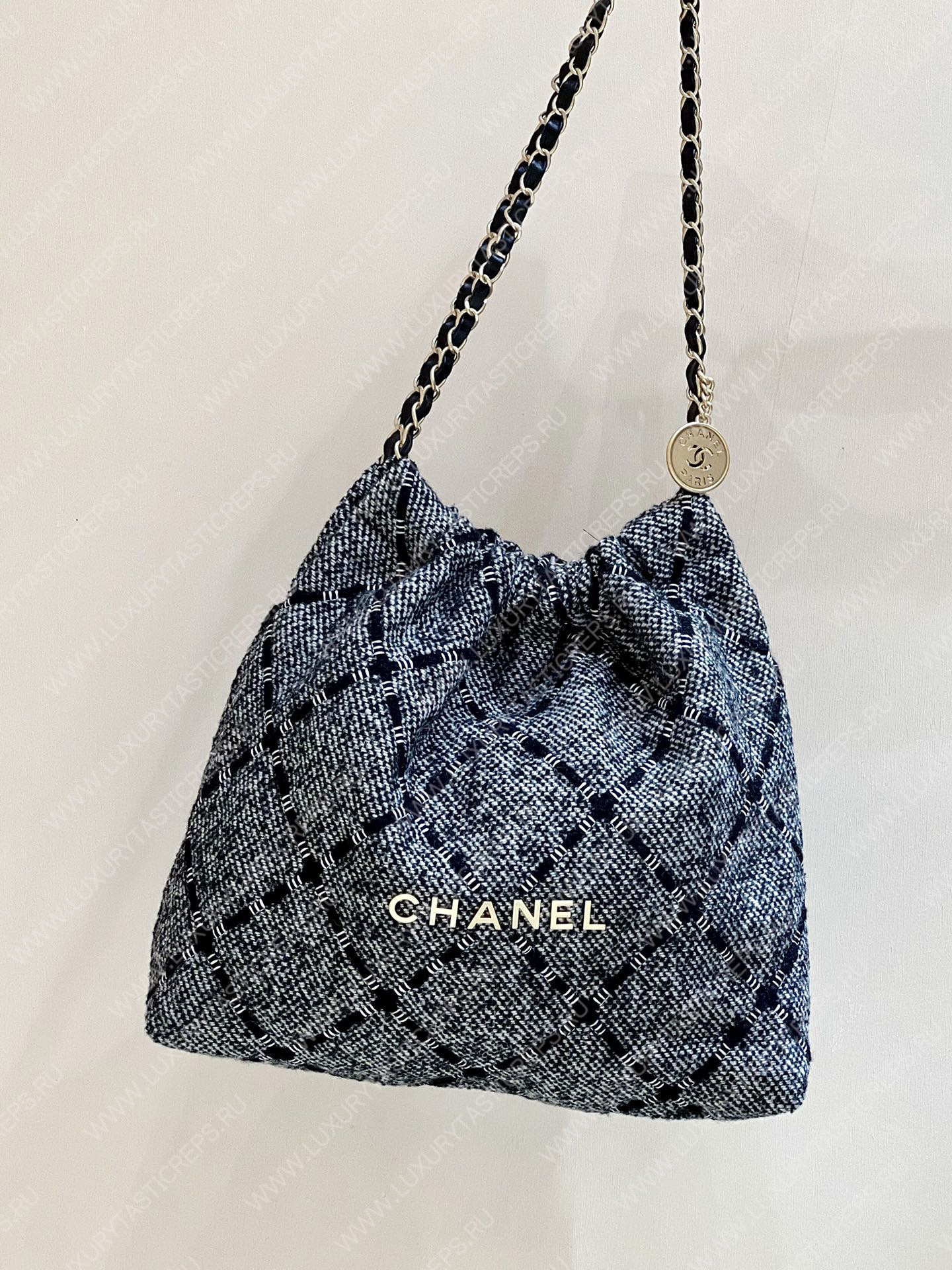 Ch*el 22 handbag grey as3261