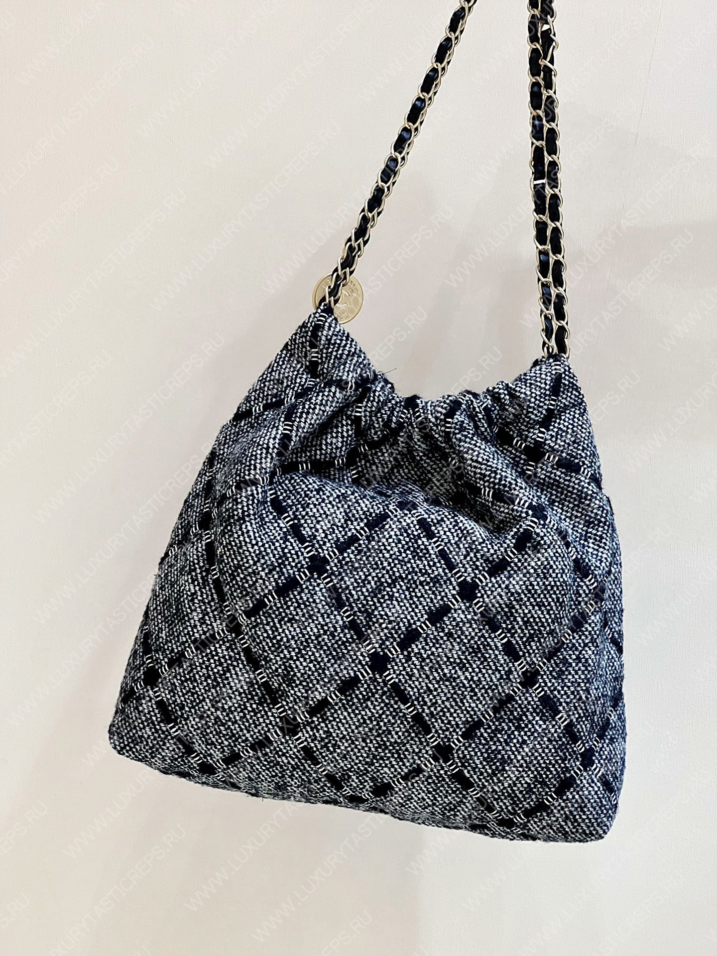 Ch*el 22 handbag grey as3261