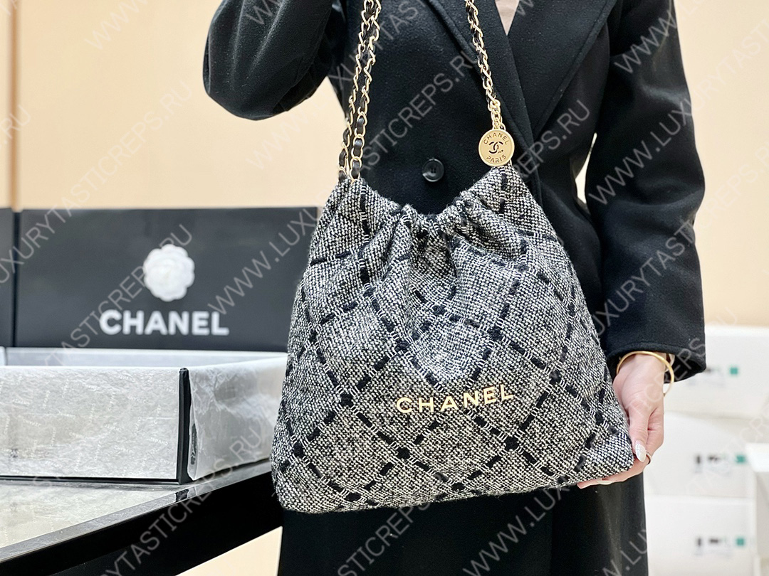 Ch*el 22 handbag grey as3261