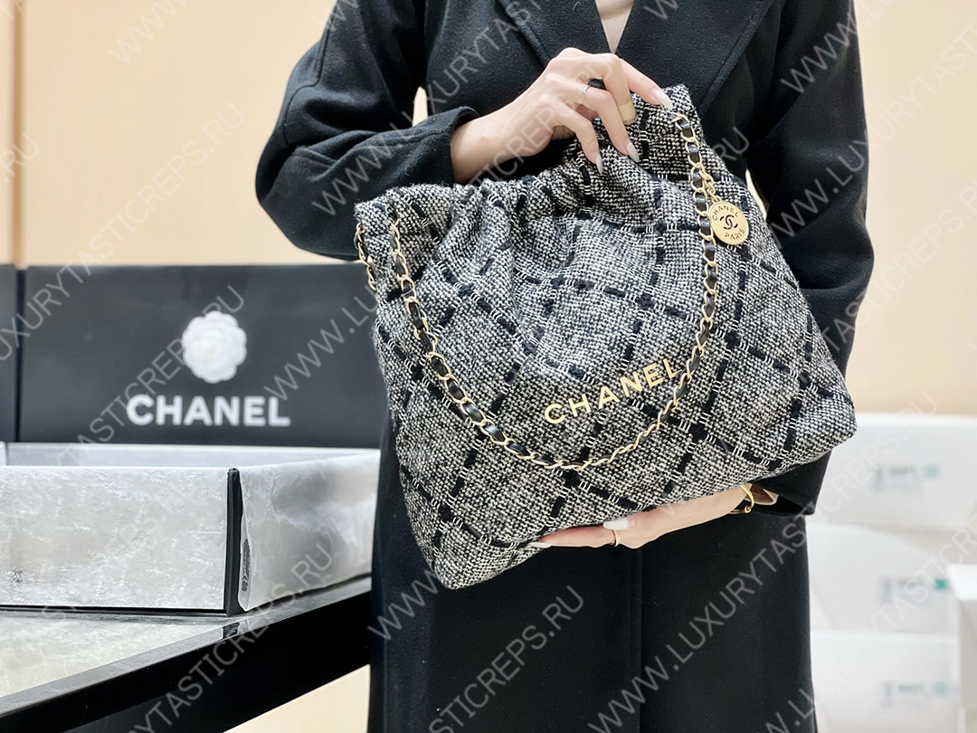 Ch*el 22 handbag grey as3261