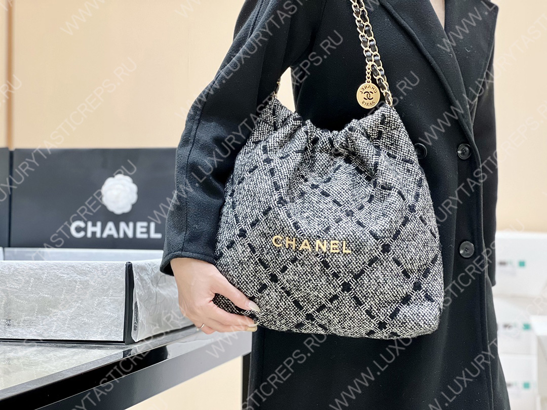 Ch*el 22 handbag grey as3261