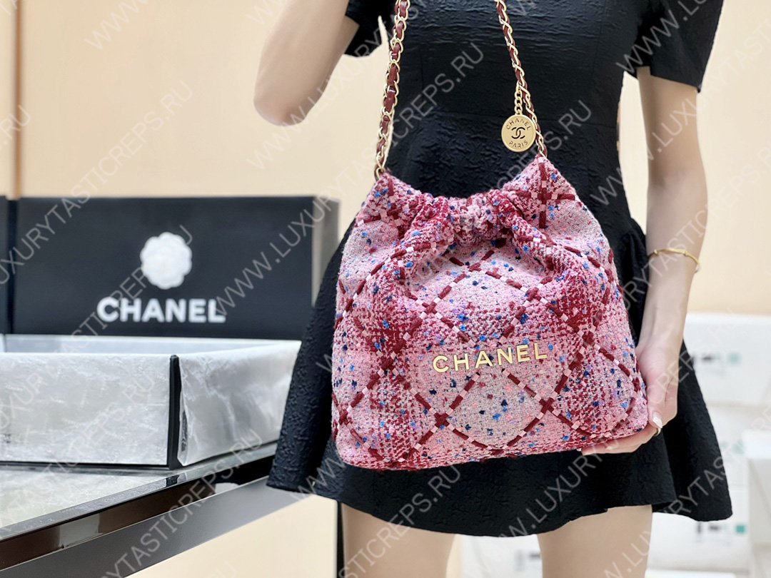 Ch*el 22 handbag pink, burgundy & multicolor as3260