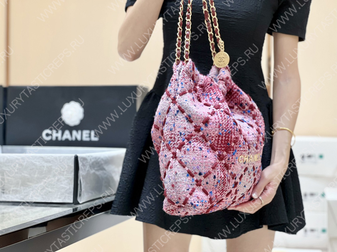 Ch*el 22 handbagbag, burgundy & multicolor as3261