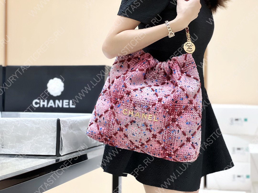 Ch*el 22 handbagbag, burgundy & multicolor as3261