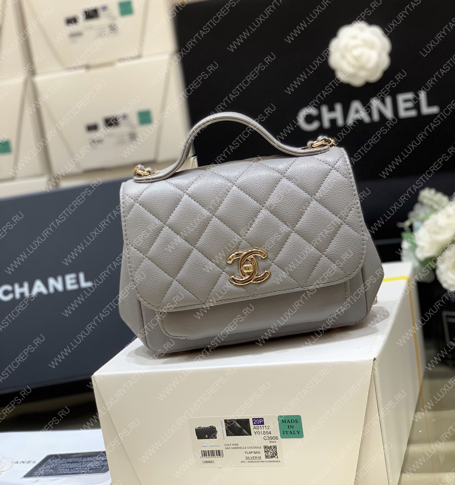 Ch*el small business affinity flap bag grey a93749