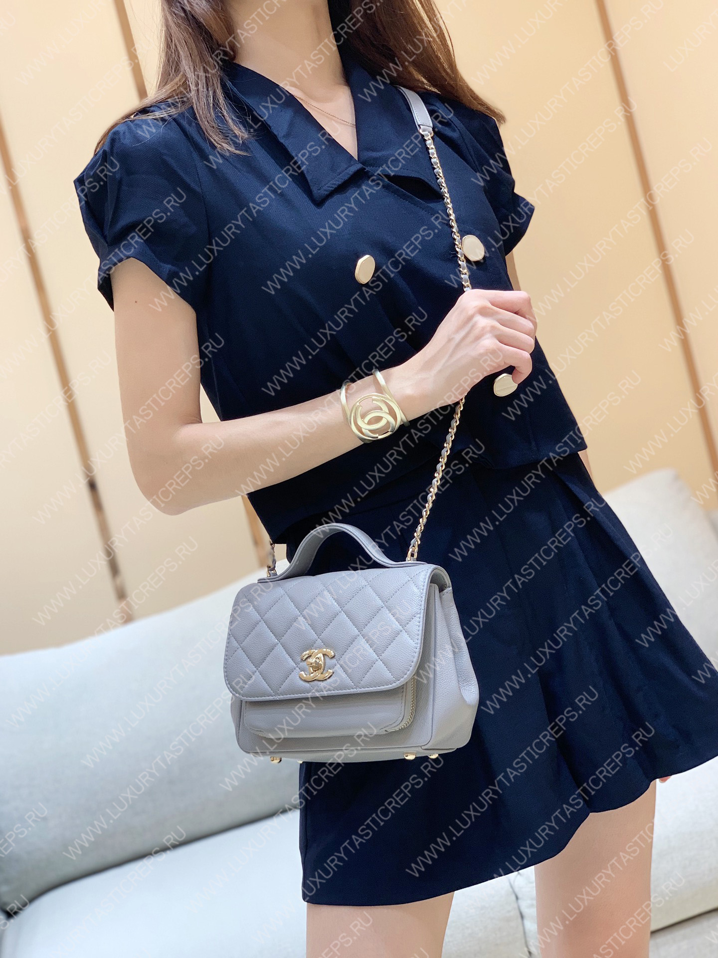 Ch*el small business affinity flap bag grey a93749