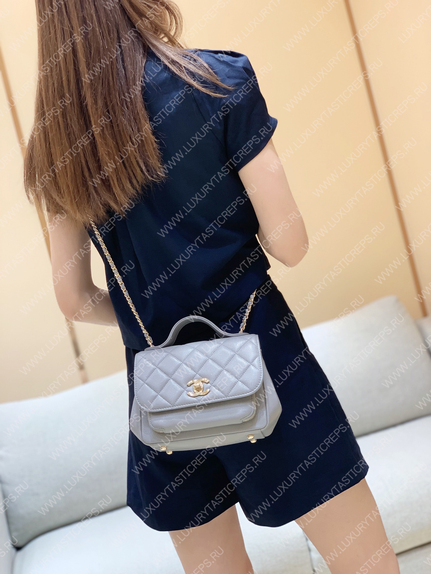 Ch*el small business affinity flap bag grey a93749