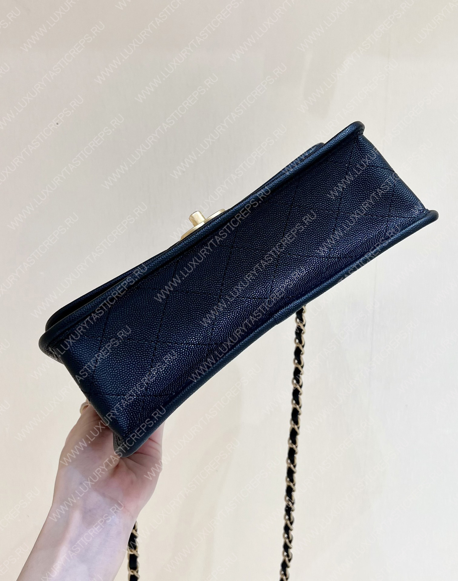 Ch*el small flap bag with top handle black as3653