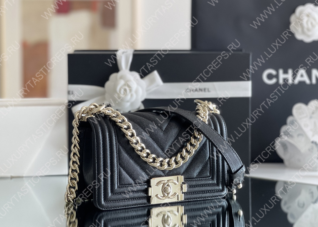 Ch*el boy handbag black a67086