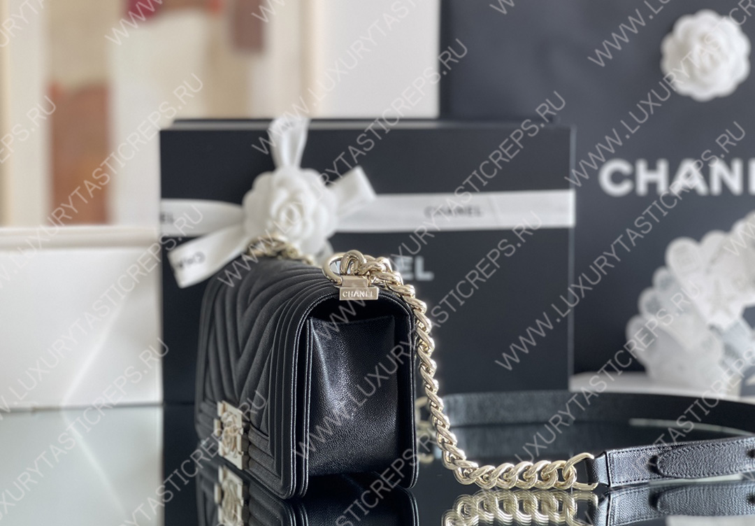 Ch*el boy handbag black a67086