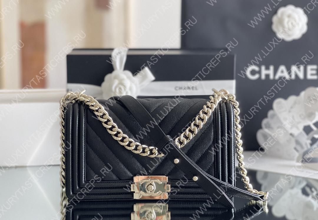 Ch*el boy handbag black a67086