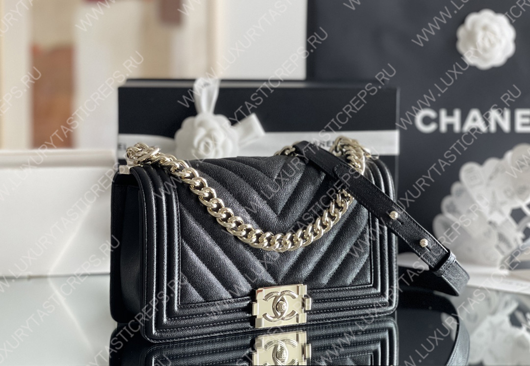 Ch*el boy handbag black a67086
