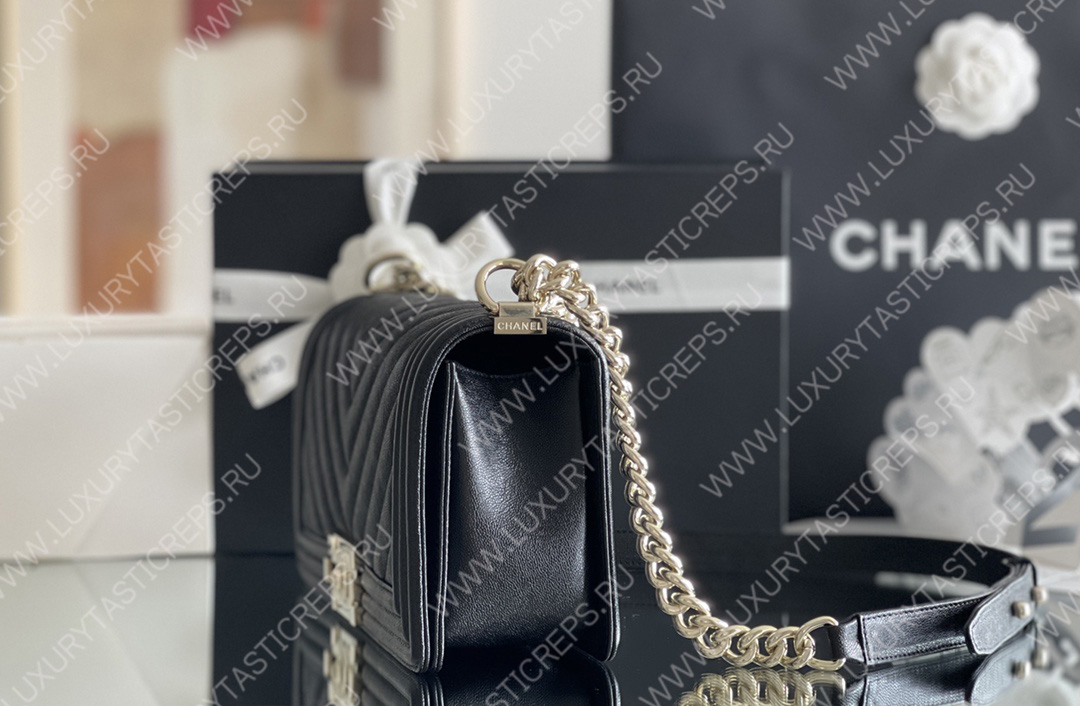 Ch*el boy handbag black a67086