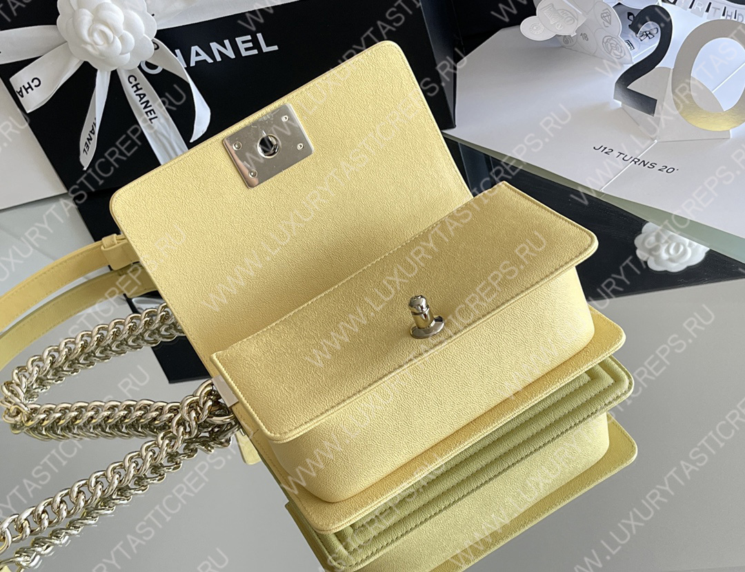 Ch*el boy handbag yellow a67086