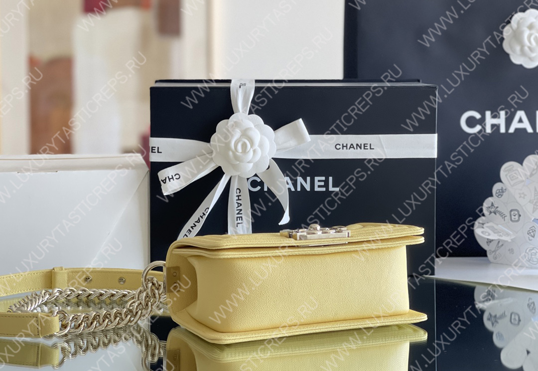 Ch*el boy handbag yellow a67086