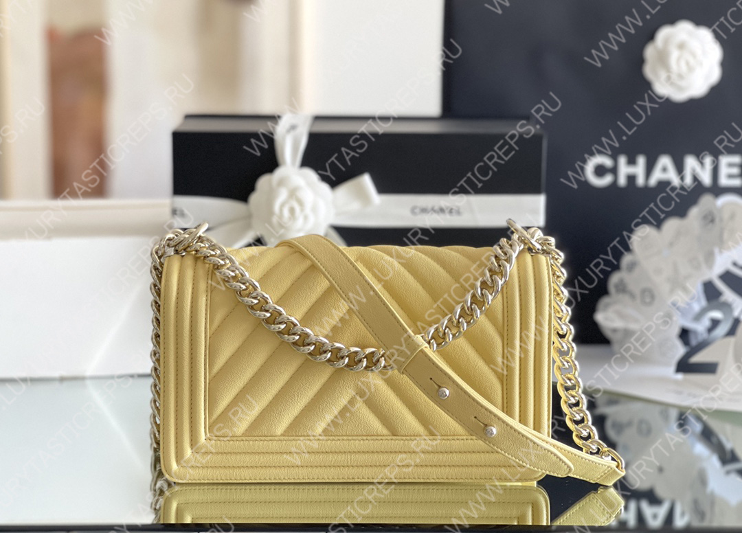 Ch*el boy handbag yellow a67086