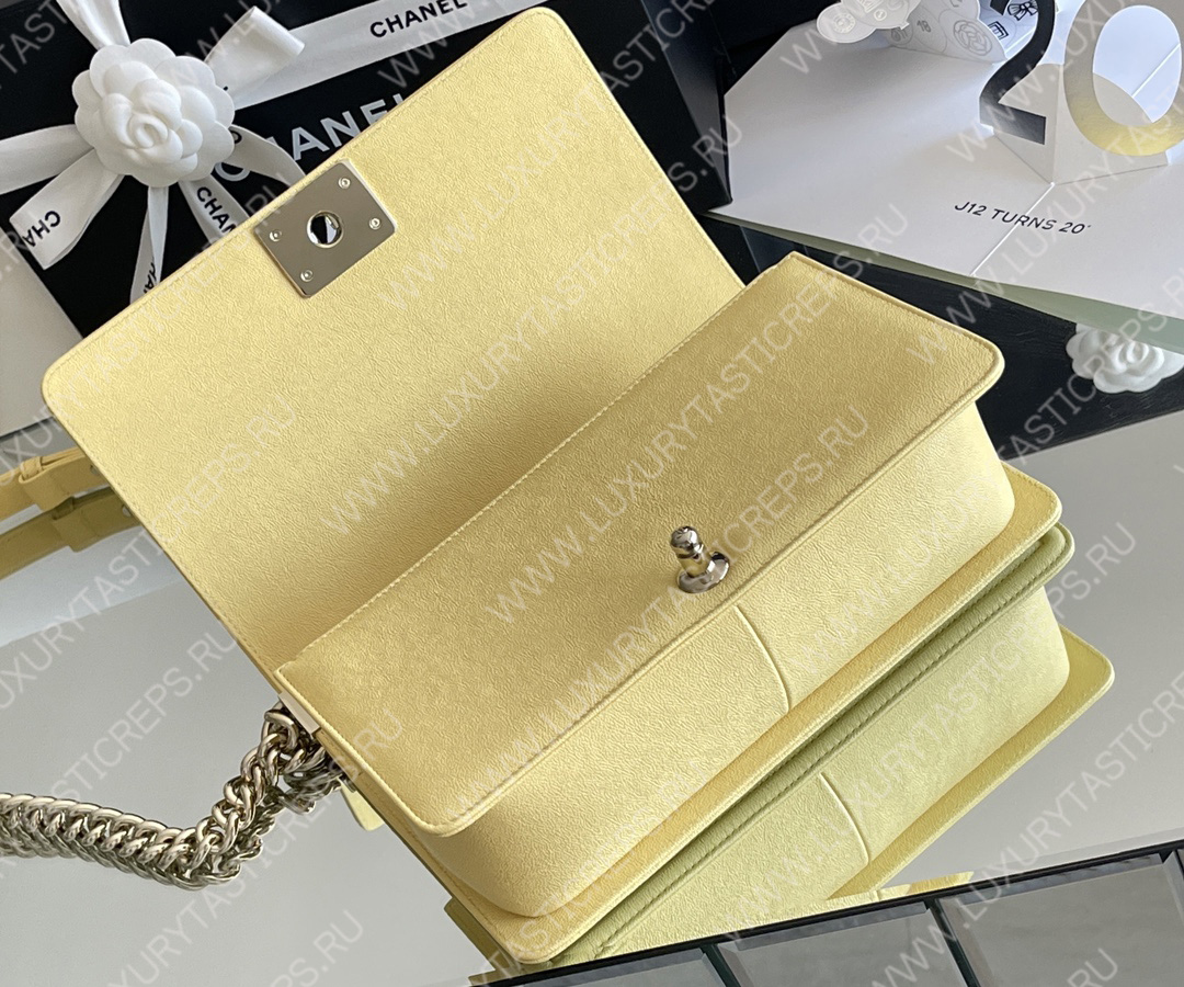 Ch*el boy handbag yellow a67086