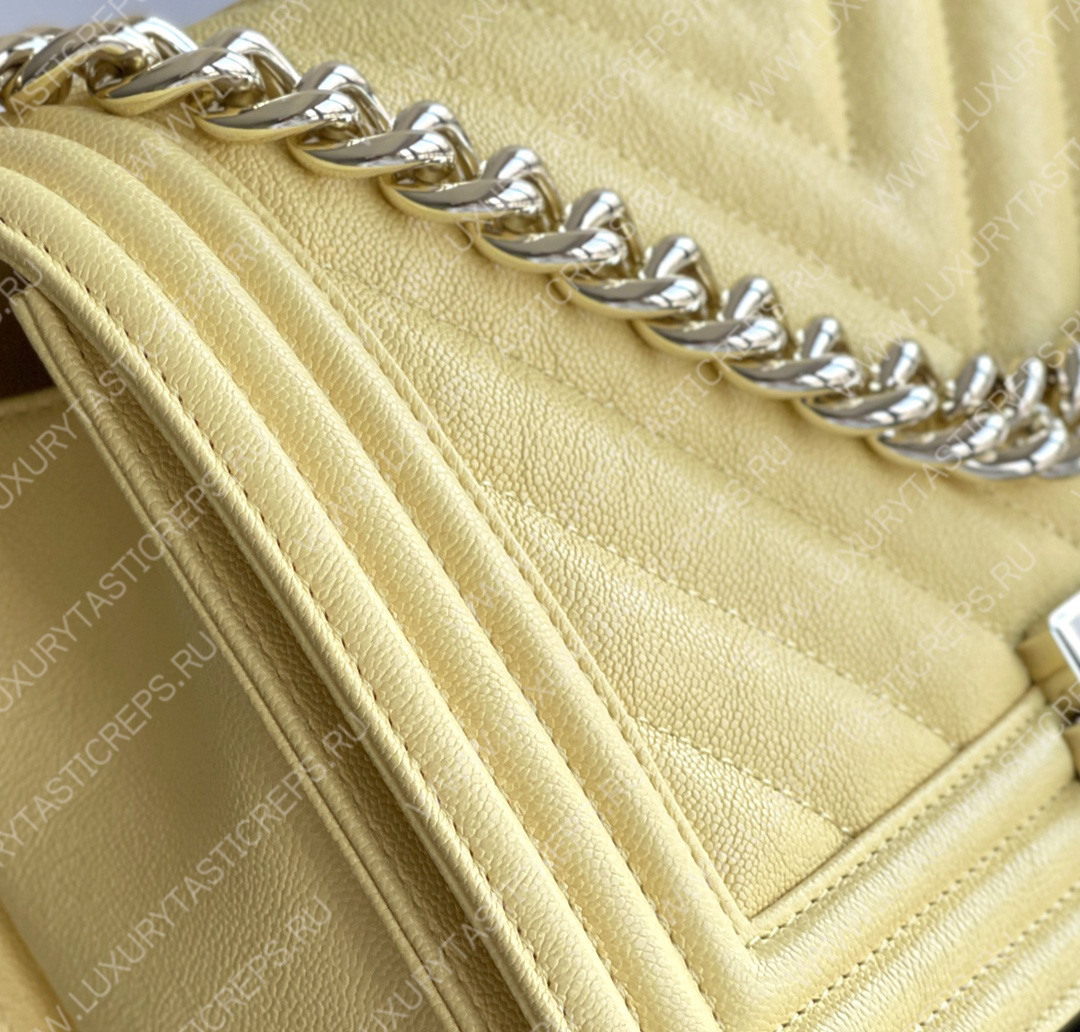 Ch*el boy handbag yellow a67086