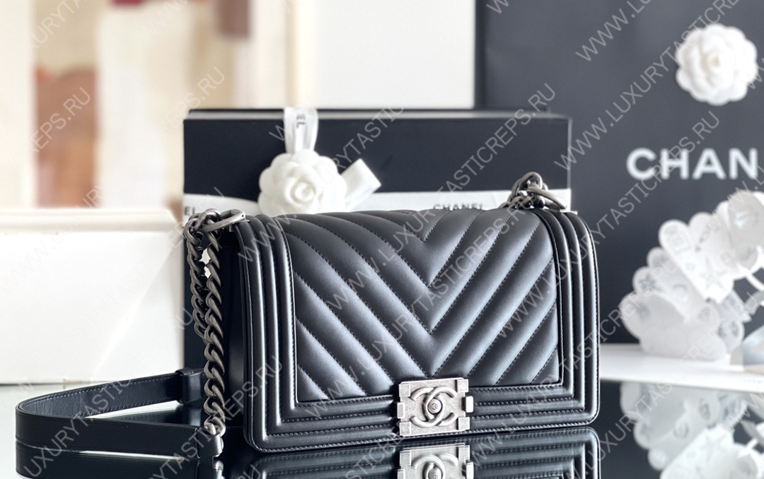 Ch*el boy handbag black a67086