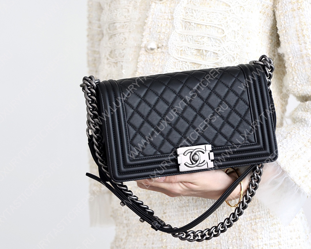 Ch*el boy handbag black a67086