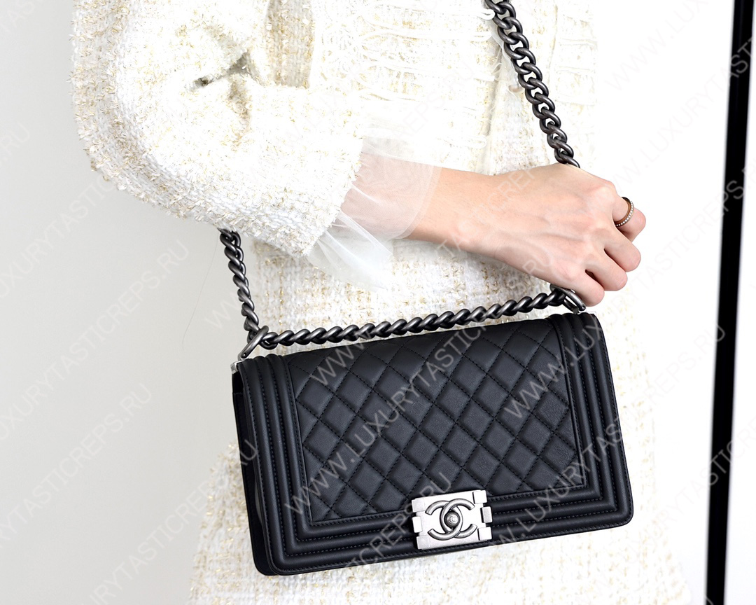 Ch*el boy handbag black a67086